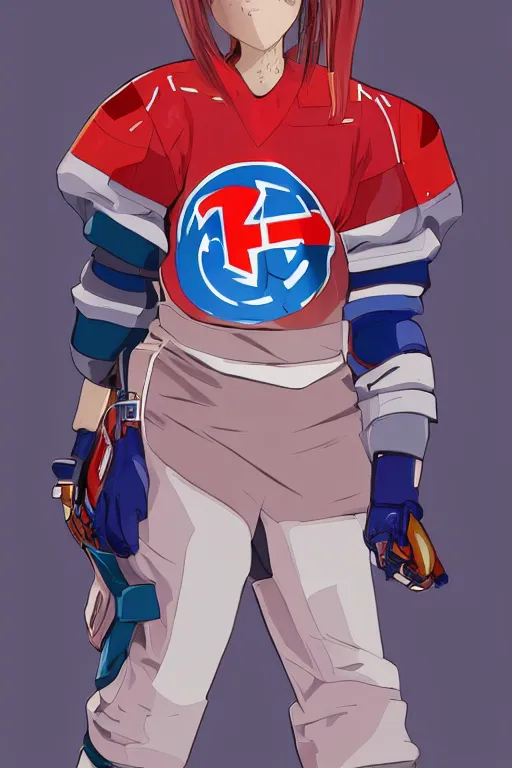 Prompt: beautiful female akira anime cyberpunk super star cute ice hockey player, wearing a light futuristic habs jersey, blue white and red color blocking, character concept exploration, outfit designs, trending on artstation, photorealistic, 8k