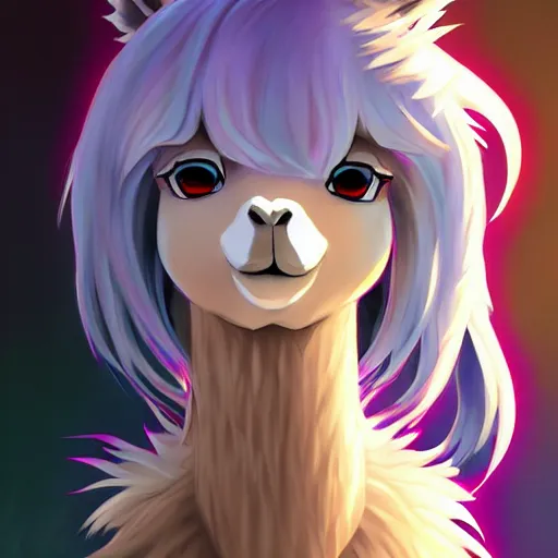 Image similar to portrait of a llama, anime fantasy illustration by tomoyuki yamasaki, kyoto studio, madhouse, ufotable, comixwave films, trending on artstation