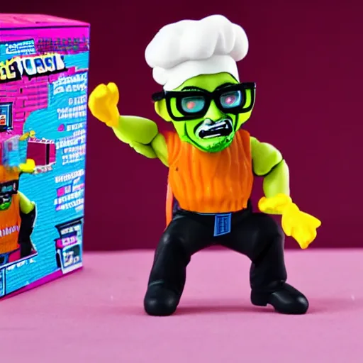 Image similar to cooking crystal meth, stop motion vinyl action figure, plastic, toy, butcher billy style