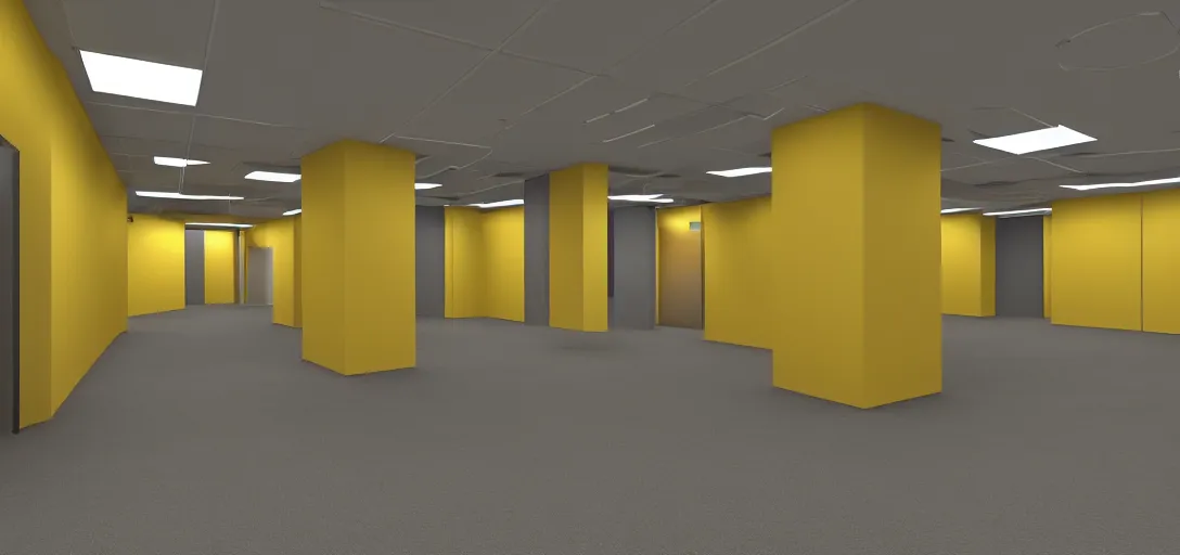 Prompt: backrooms yellow office place with nobody bright, 8 k photorealistic, hd, high details, trending on artstation