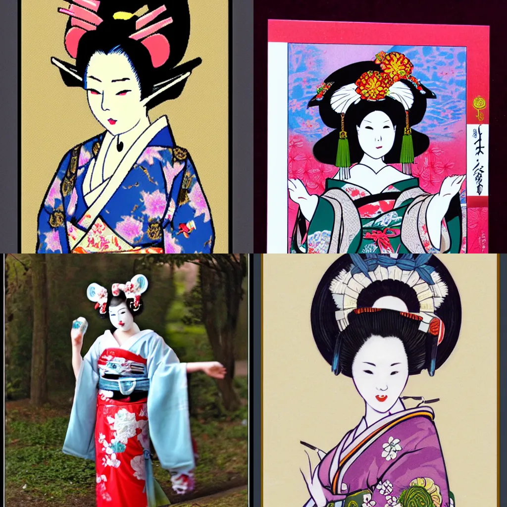 Prompt: kiyohime geisha