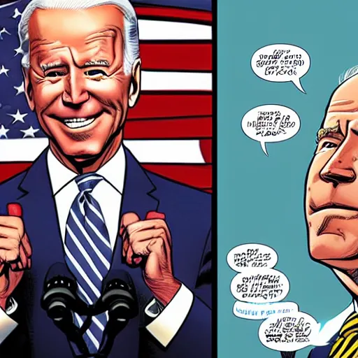 Image similar to Joe Biden in a Marvel Comic Book