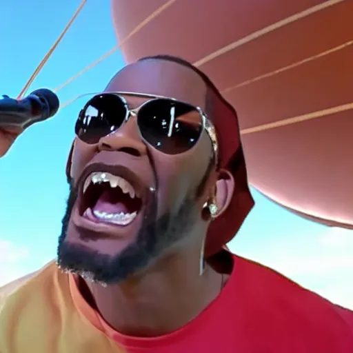 Image similar to r kelly yelling and shouting in an air balloon