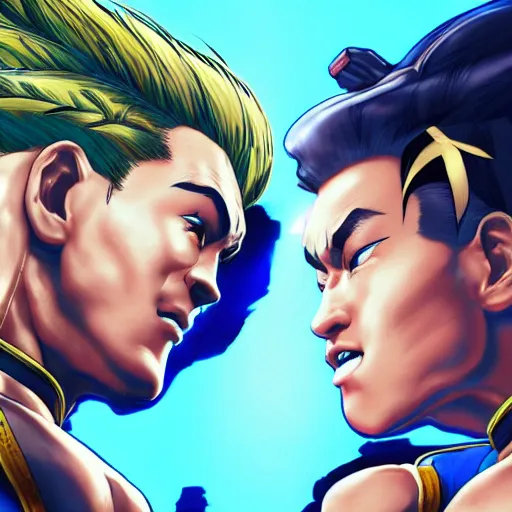 Image similar to Guile Vs Chun-Li, artstation, 4k