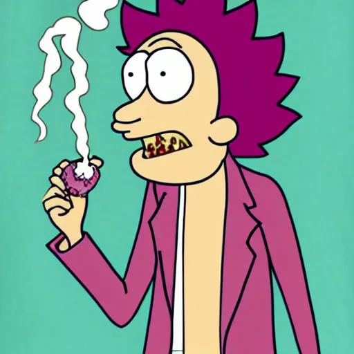 Prompt: rick sanchez ( rick and morty ) smoking a plumbus