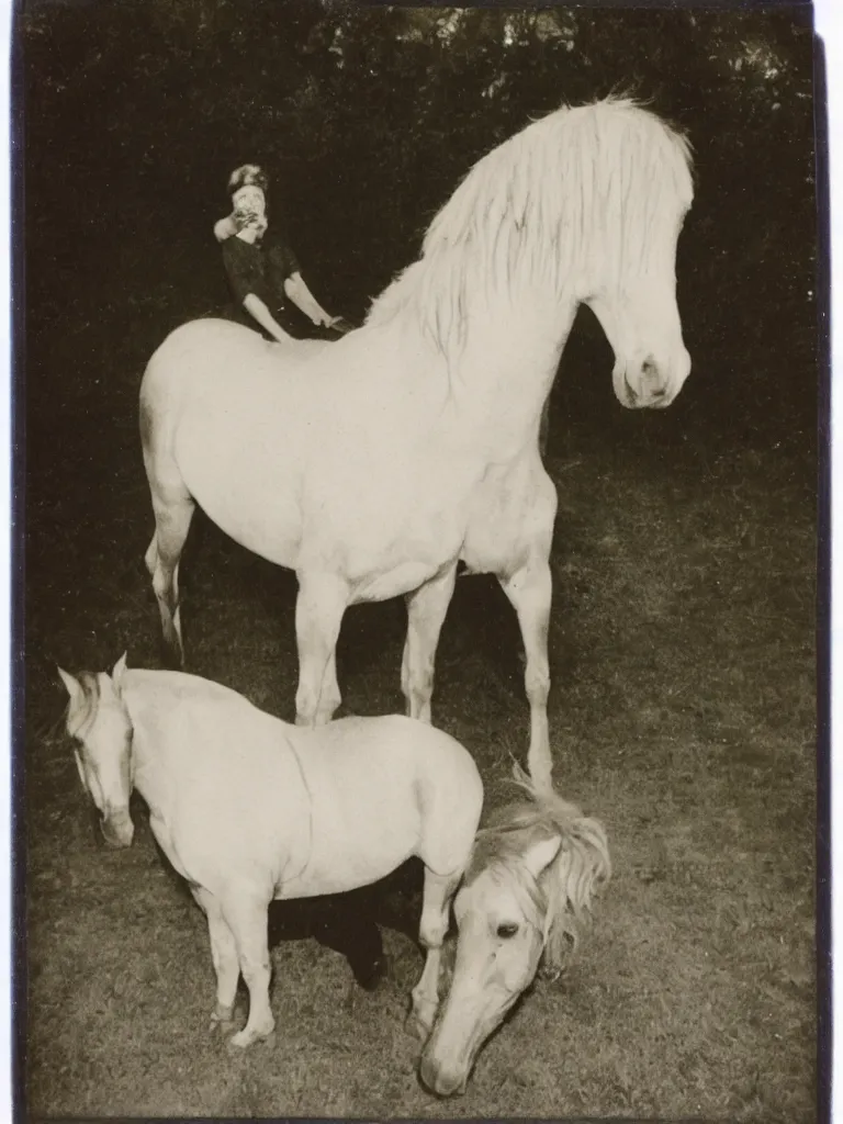 Image similar to the horse ate grandma again, amateur Polaroid,