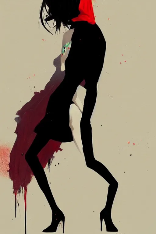 Image similar to a ultradetailed beautiful panting of a stylish woman wearing a black dress, by conrad roset, greg rutkowski and makoto shinkai, trending on artstation