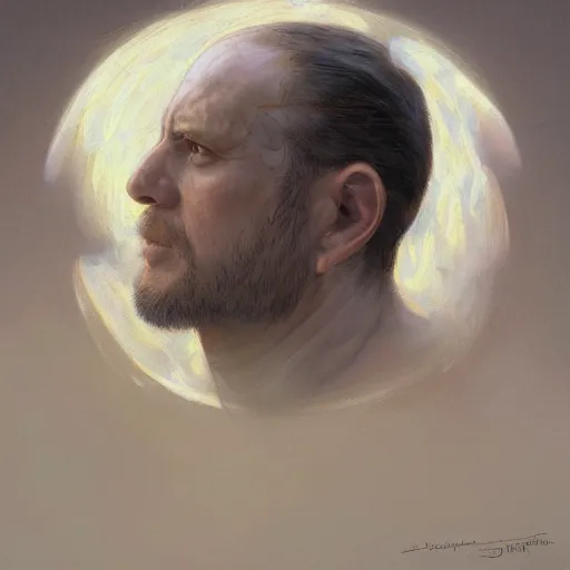 Prompt: The man with an egg for a head portrait art by Donato Giancola and Bayard Wu, digital art, trending on artstation, 4k