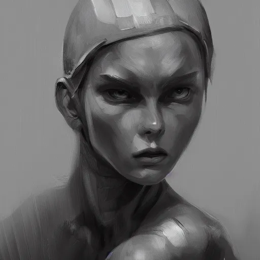 Image similar to soft android concept art oil painting, black and white, by jama jurabaev, highly detailed, brush hard, artstation