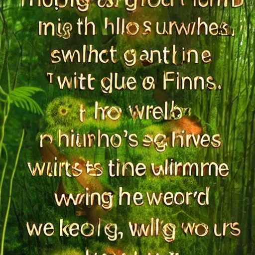 Image similar to help me look for the bugs and worms mushrooms and ferns in disguise wait for the sun to return collect the fireflies swim in summer pools chart the stars and sing the rhymes run the woods like wolves be alive walking next to you a mirror made of time hold my hand let's learn about the world