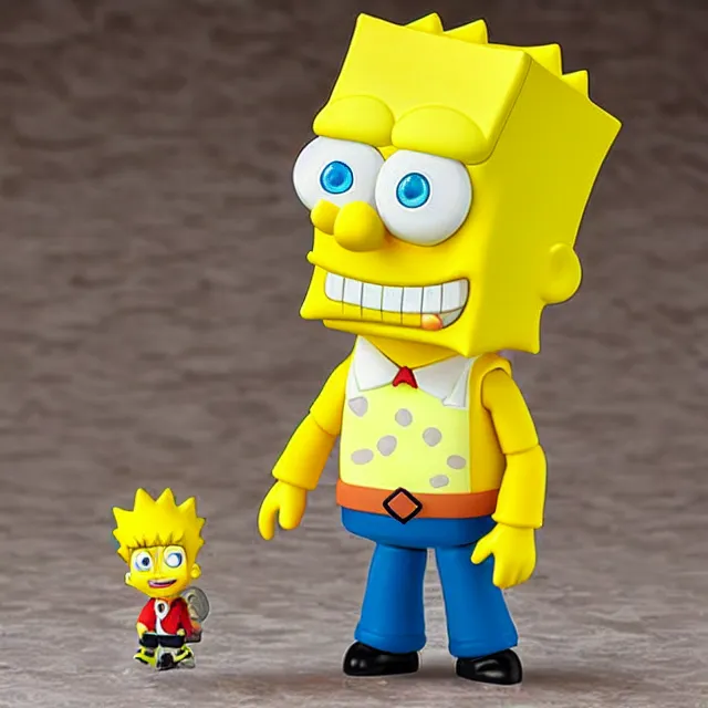 Image similar to spongebob bart simpson, an anime nendoroid of spongebob as bart simpson, figurine, detailed product photo