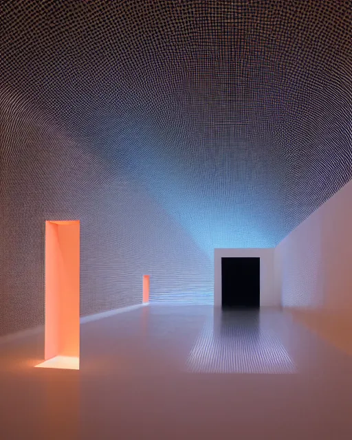 Prompt: Zara raincoat in a deluge set lit with recursive refraction, light installation by James Turrell —mp