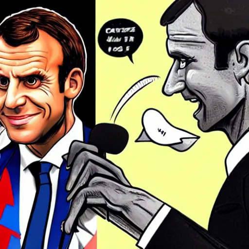 Image similar to portrait of emmanuel macron has a comic character