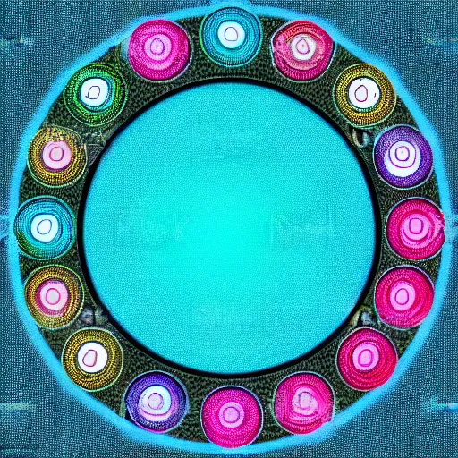 Prompt: a pink and blue circle with a smiley face, vector art by shitao, featured on deviantart, digital art, irridescent, adafruit, flat shading