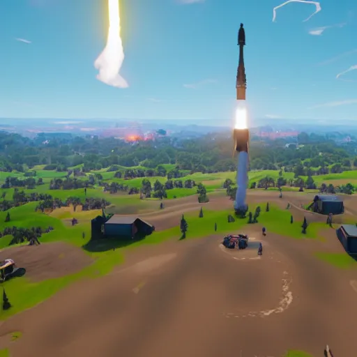 Image similar to fortnite minuteman missile launch, 3 d render, unreal engine 4, high quality