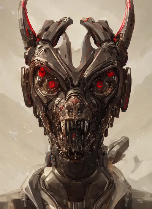 Image similar to high intricate portrait of a cyborg hellhound, maria panfilova, andrea savchenko, mike kime, ludovic plouffe, qi sheng luo, oliver cook, makoto shinkai, trending on artstation