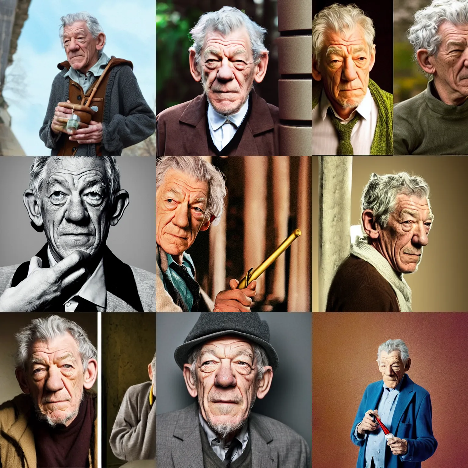 Prompt: ian mckellen as anthropomorphized pipe - weed