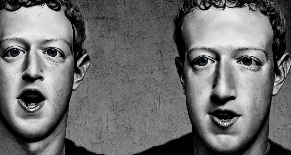 Prompt: horror portrait of mark zuckerberg inside a nightmare, terrifying, high detail, hyperreal