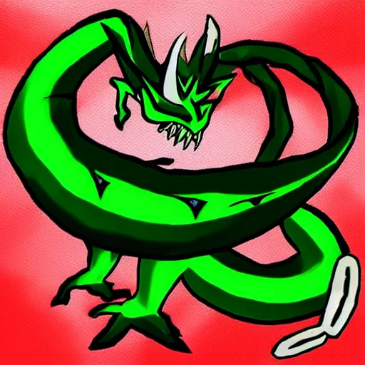 Prompt: green dragon, yugioh style