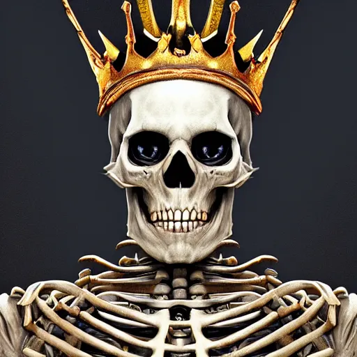 Image similar to Portrait of a skeleton king, digital art, artstation, detailed, realistic