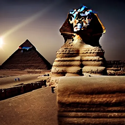 Prompt: a beautiful intricate epic scene the sphinx of giza, cinematic lighting