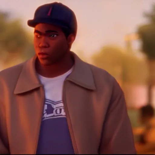 Image similar to a cinematic still of the Pixar version of the movie Boyz N The Hood (1991) epic lighting, shallow depth of field