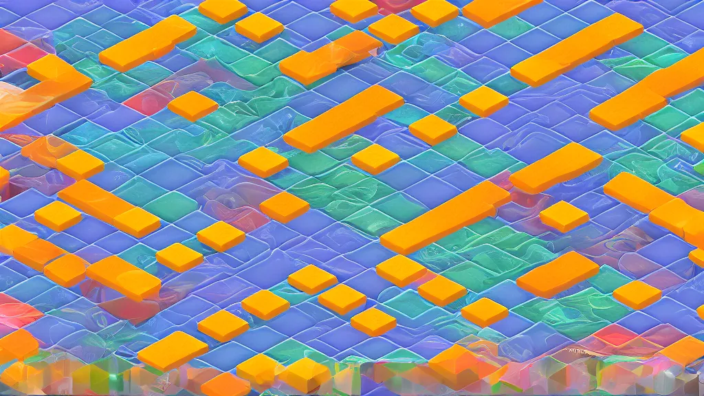 Prompt: quantum wavetracing overbearing apricot isometric puzzle game, intricate design apricot