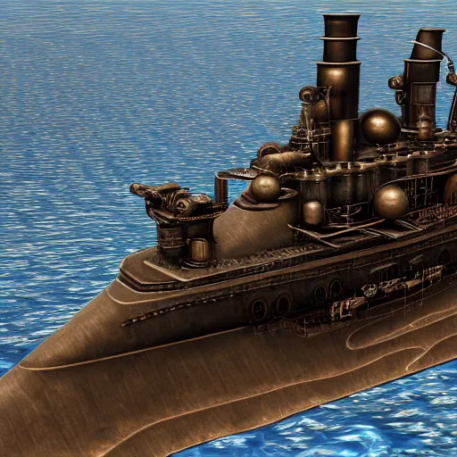 Prompt: steampunk battleship, super details, 4 k