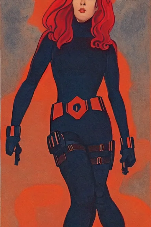 Image similar to black widow ( natasha romanova ), marvel, artwork by nicholas roerich,