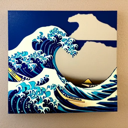 Image similar to the great wave painting made out of ramen