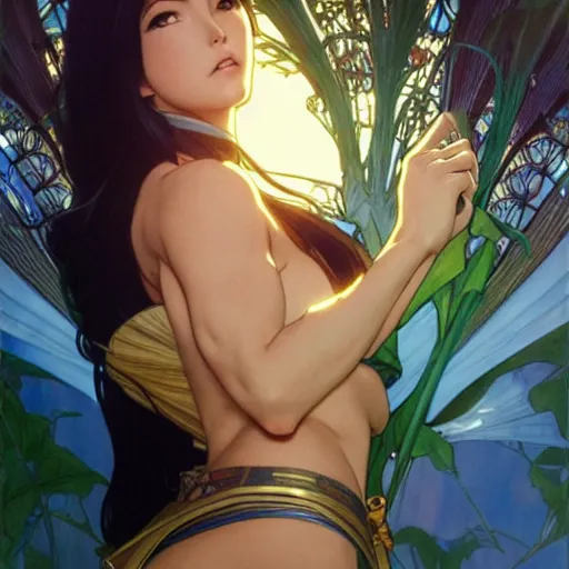 Prompt: highly detailed vfx portrait of nico robin, makoto shinkai, alphonse mucha, sharp focus, art by artgerm and greg rutkowski, backlit, harsh overhead sunlight, blue eyes, stanley kybric