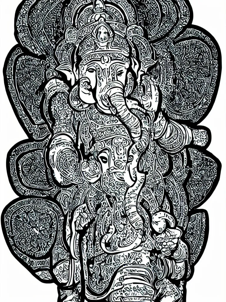 Prompt: portrait of a hindu god ganesha art by hydro 7 4, victo ngai sticker, colorful, illustration, highly detailed, simple, smooth and clean vector curves, no jagged lines, vector art, smooth