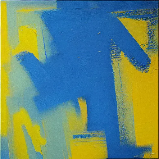 Image similar to a beautiful abstract blue and yellow impasto textured painting by gerhard richter, texture