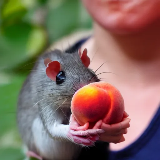 Prompt: A peach with a rat