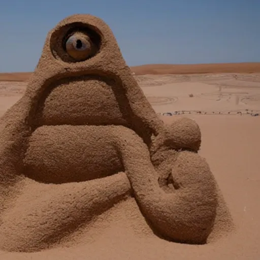 Image similar to a monster made out of sand in the desert with a tornado