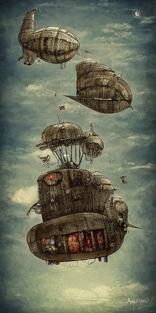 Image similar to a vintage airship by alexander jansson