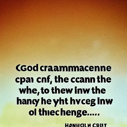 Prompt: god grant me the serenity to accept the things i cannot change : : the courage to change the things i can : : and the wisdom to know the difference.