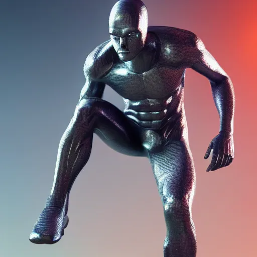 Prompt: full body pose, hyperrealistic photograph of silver surfer, dim volumetric lighting, 8 k, octane beautifully detailed render, extremely hyper detailed, intricate, epic composition, cinematic lighting, masterpiece, trending on artstation, very very detailed, stunning, hdr, smooth, sharp focus, high resolution, award, winning photo, dslr, 5 0 mm