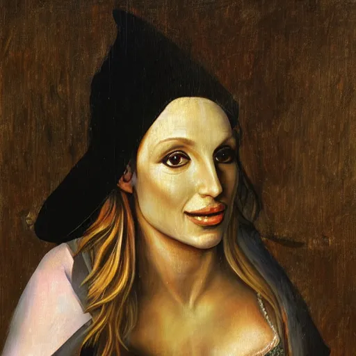 Image similar to A portrait of britney spears in the style of hieronymous bosch, surreal oil painting, high quality version 4k