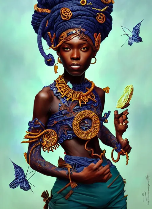 Image similar to : tobi lou fantasy, fantasy magic,  , intricate, sharp focus, illustration, highly detailed, digital painting, concept art, jahbu art and Paul lewin and kehinde wiley, masterpiece