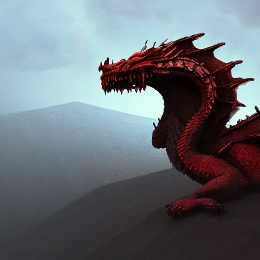 Prompt: A dragon with three eyes in the style of Beksinski, unreal engine, highly detailed, 8k, vray, high contrast