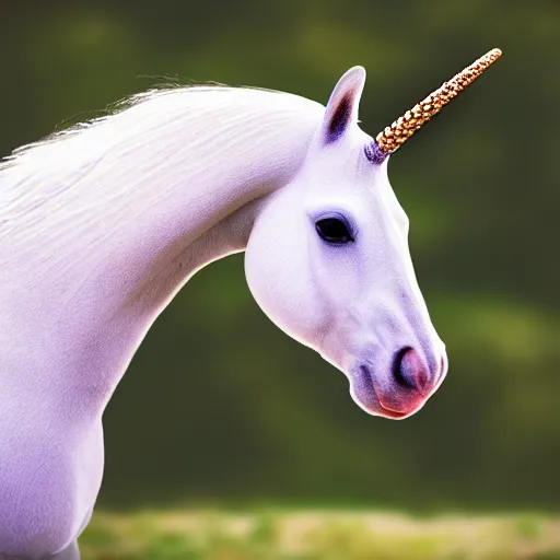 Prompt: clydedale horse unicorn, animal photography
