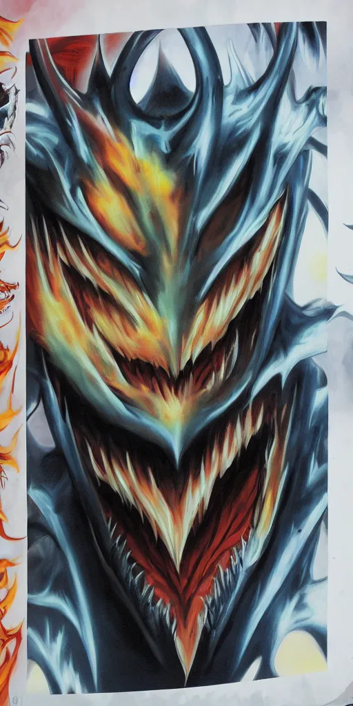 Prompt: devilman creature about to dominate the world airbrush artbook