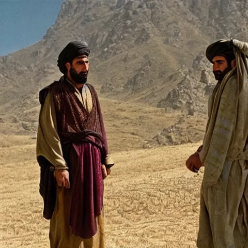 Image similar to Kurdish shepherd wearing Kurdish clothes in a movie directed by Christopher Nolan, movie still frame, promotional image, imax 70 mm footage, 8k