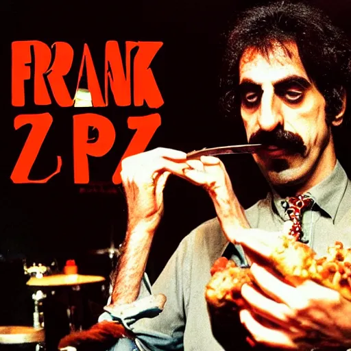 Image similar to portrait of Frank Zappa eats a frank at Zappa club