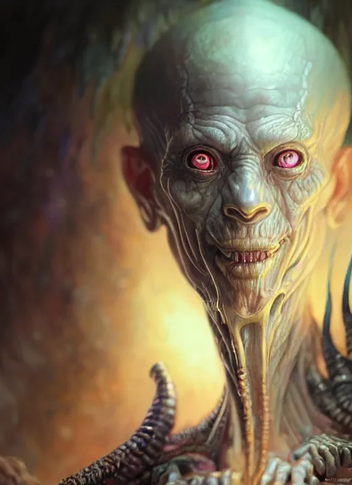 Prompt: a closeup of a realistic necromantic wizard fantasy character portrait, ultra realistic, wide angle, intricate details, the fifth element artifacts, highly detailed by peter mohrbacher, hajime sorayama, wayne barlowe, boris vallejo, aaron horkey, gaston bussiere, craig mullins