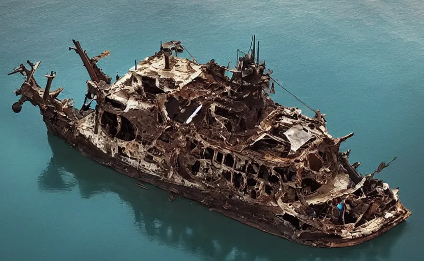 Image similar to “Pirate ship wreck falling off a Floating island from the sky, 4k, cinematic, award winning”