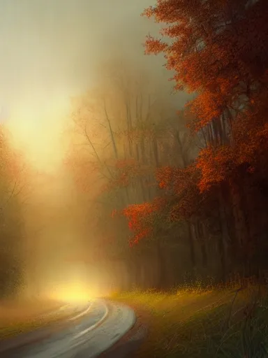 Image similar to rural crossroads fog. intricate, elegant, highly detailed, digital painting, artstation, concept art, sharp focus, illustration, by justin gerard and artgerm, 8 k