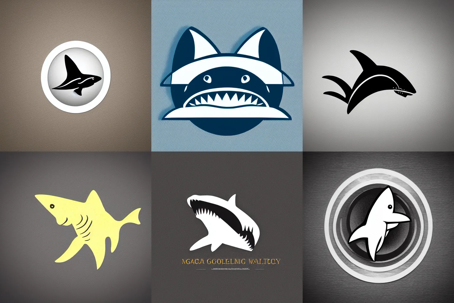 Prompt: beautiful digital award winning minimalistic vector logo golden ratio shark logopond