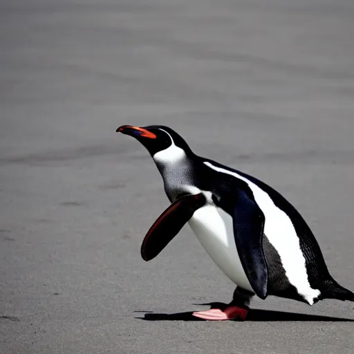 Prompt: a penguin flying around the world